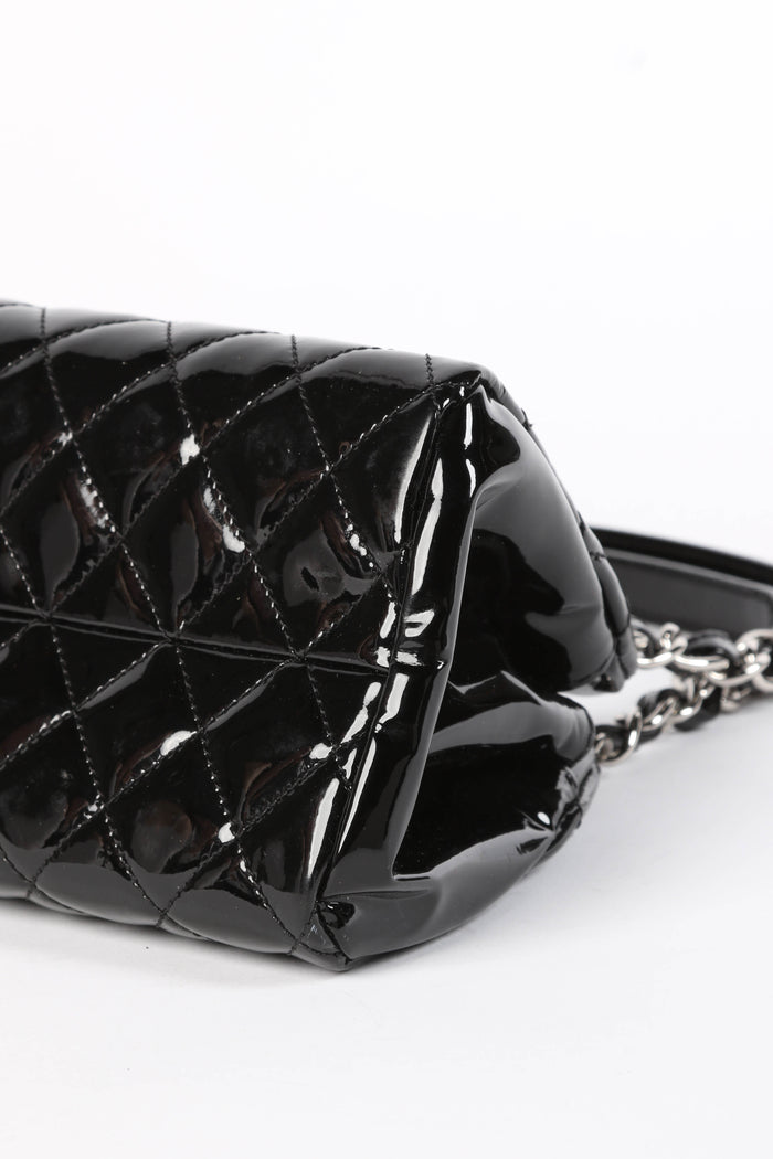 2010s Chanel Black Patent Leather Small Bowling Bag