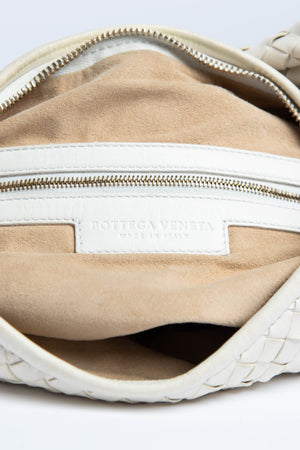 Vintage Bottega Veneta White Intrecciato Shoulder Bag