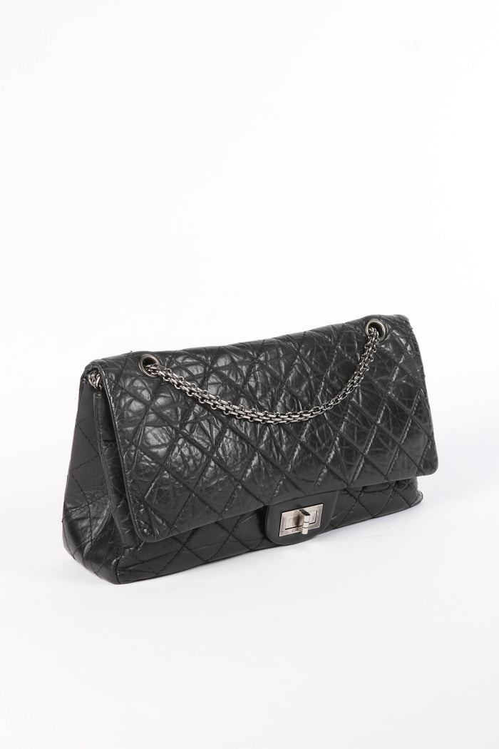 2010s Chanel Charcoal Aged Calfskin Large Reissue Flap Shoulder Bag
