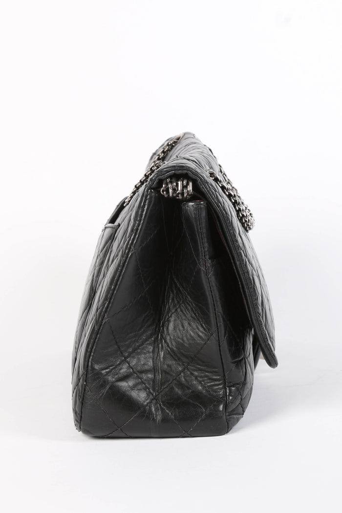 2010s Chanel Charcoal Aged Calfskin Large Reissue Flap Shoulder Bag
