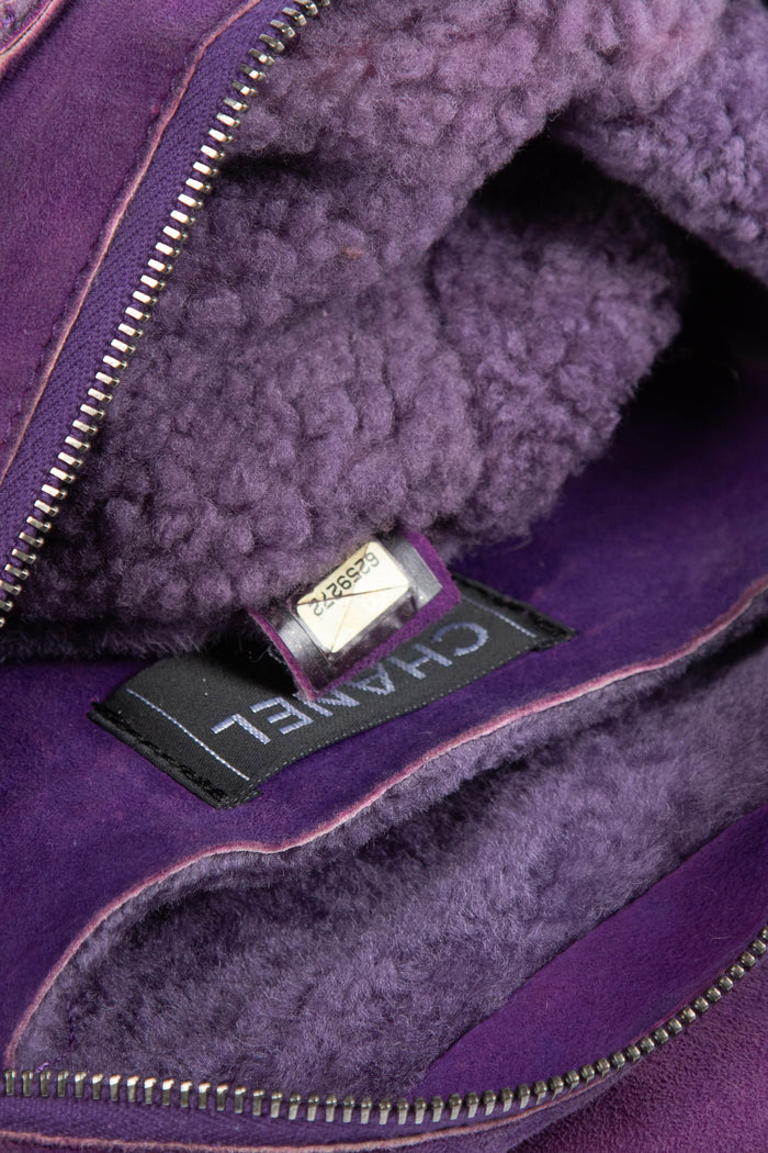 Vintage Chanel Purple Shearling CC Shoulder Bag