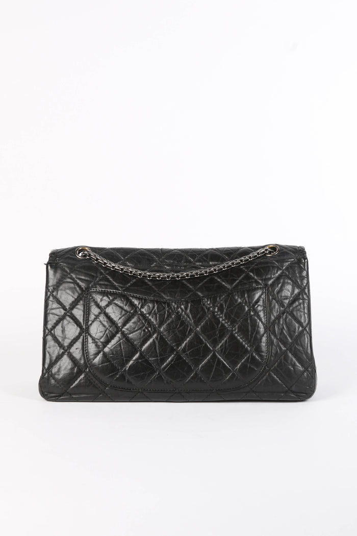 2010s Chanel Charcoal Aged Calfskin Large Reissue Flap Shoulder Bag