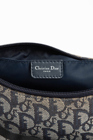 2000s Christian Dior Navy Trotter Monogram Shoulder Bag