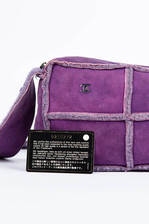 Vintage Chanel Purple Shearling CC Shoulder Bag