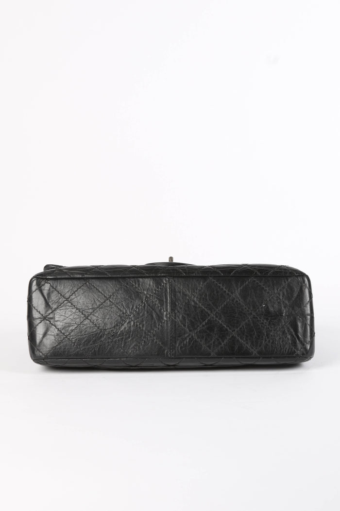 2010s Chanel Charcoal Aged Calfskin Large Reissue Flap Shoulder Bag
