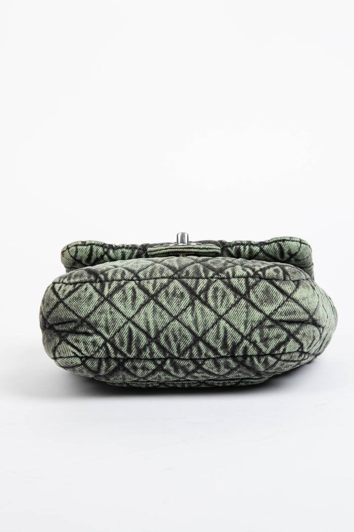 2019 Chanel Washed Green Denimpressions Mini Square Flap Shoulder Bag