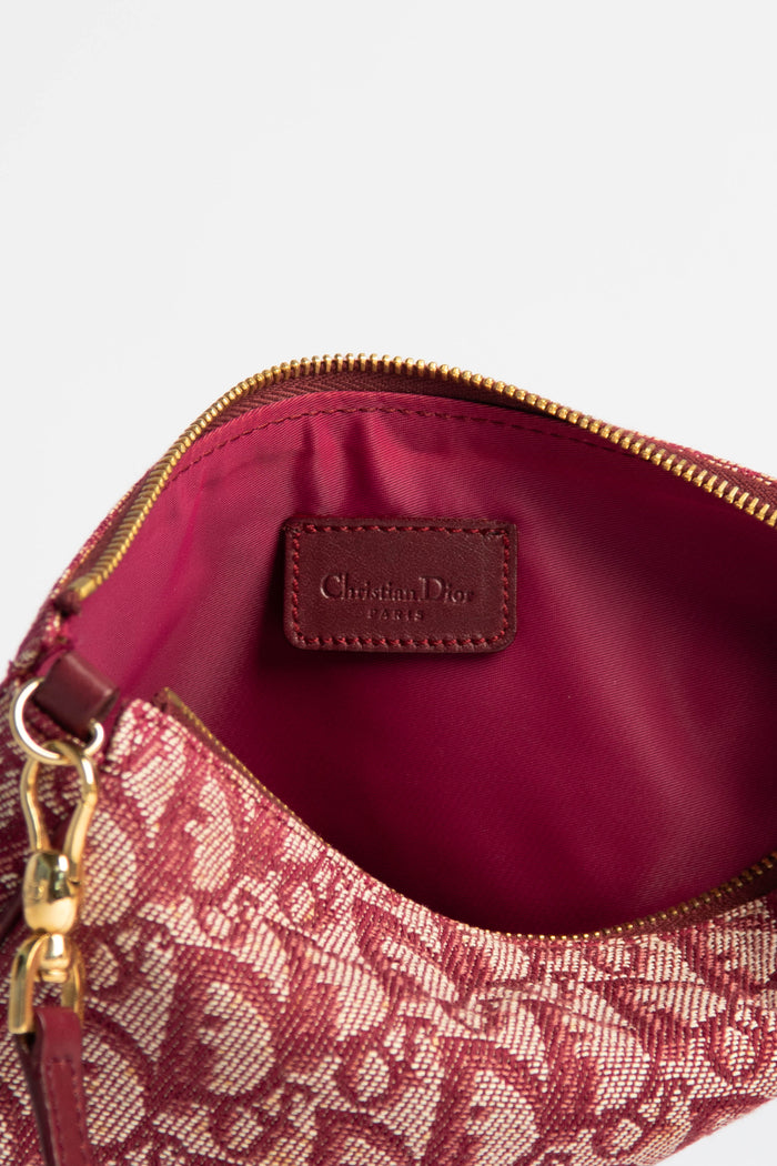 2000s Christian Dior Red Monogram Trotter Saddle Bag
