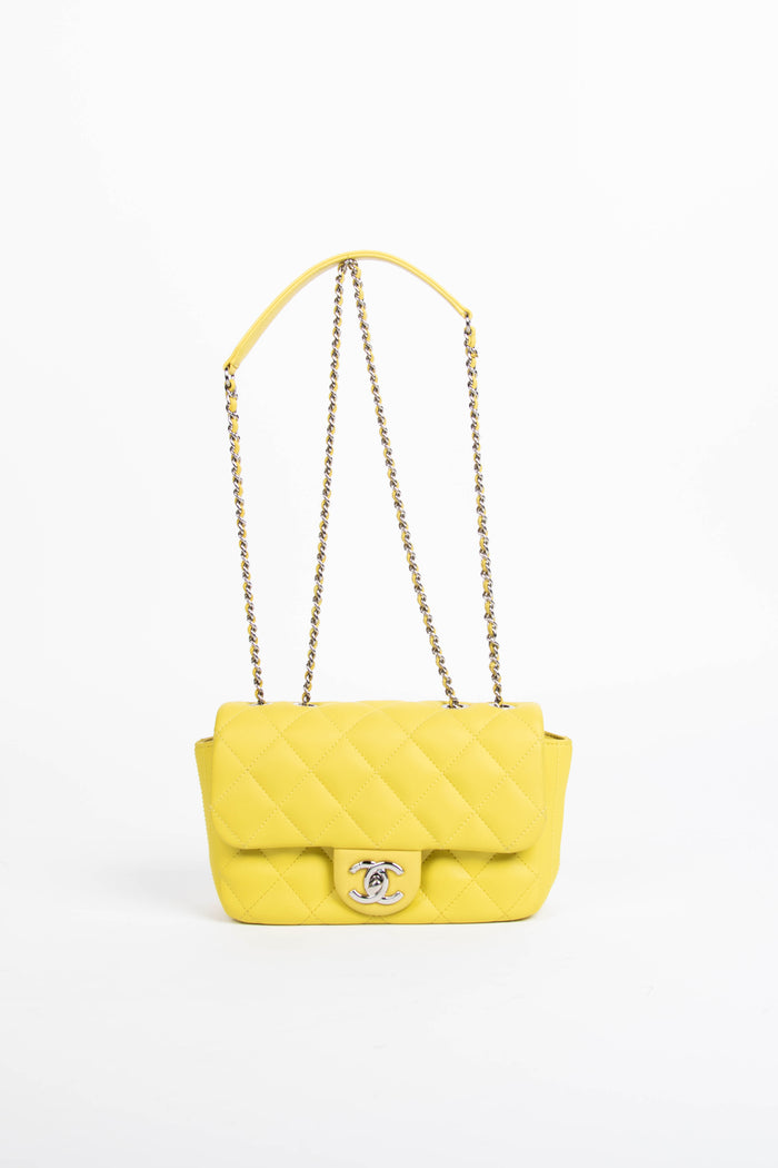 2010s Chanel Yellow Rubber Single Flap Shoulder Bag