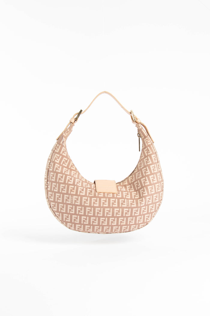 Y2K Fendi Pink Zucchino Half Moon Shoulder Bag