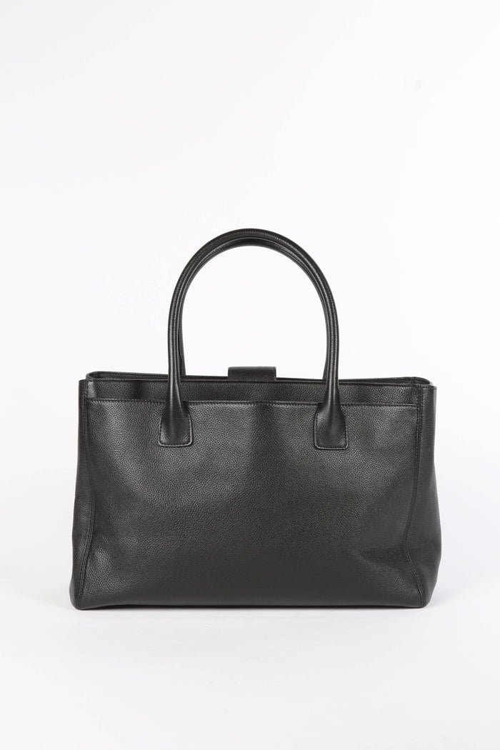 2010s Chanel Black Leather Cerf Executive Shopper Tote Bag