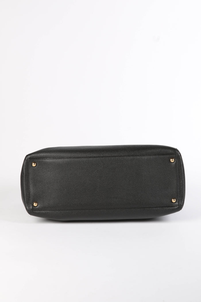 2010s Chanel Black Leather Cerf Executive Shopper Tote Bag