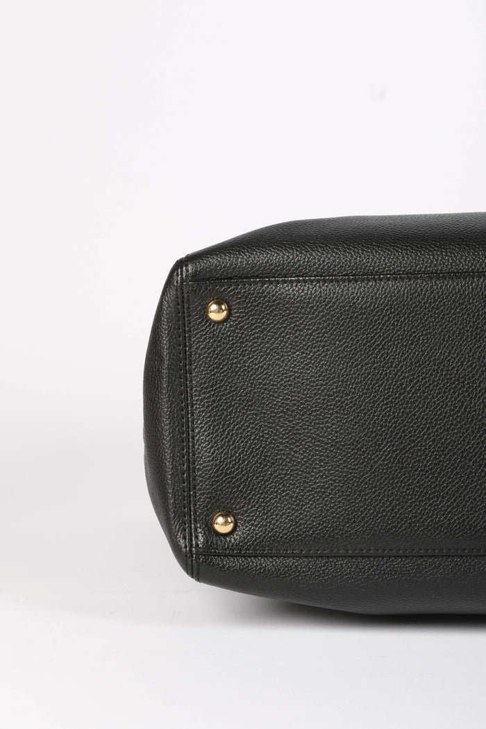 2010s Chanel Black Leather Cerf Executive Shopper Tote Bag