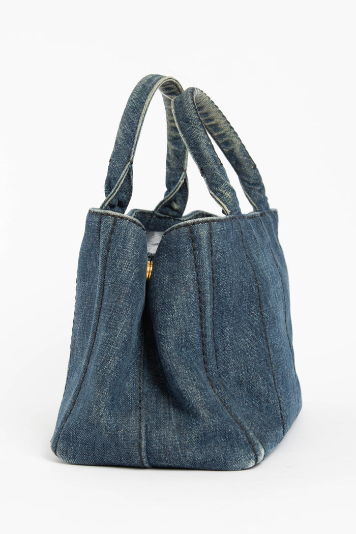 Vintage Prada Denim Canapa Tote Bag