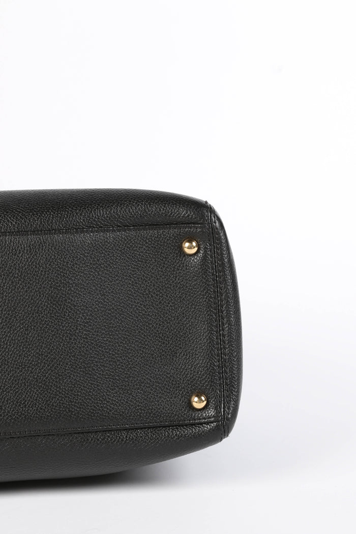 2010s Chanel Black Leather Cerf Executive Shopper Tote Bag