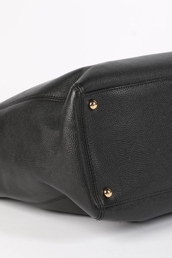 2010s Chanel Black Leather Cerf Executive Shopper Tote Bag