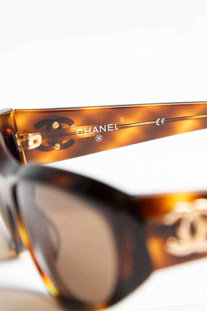 Vintage Chanel Tort Gold CC Sunglasses