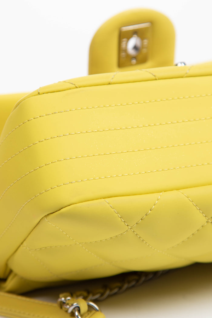2010s Chanel Yellow Rubber Single Flap Shoulder Bag