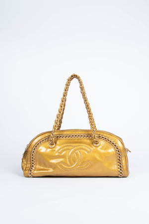 2000s Chanel Gold CC Boston Shoulder Bag