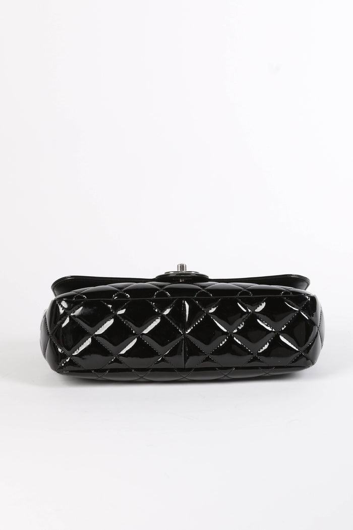 2010s Chanel Black Patent Leather Coco Shine Medium  Flap Shoulder Bag