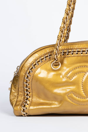 2000s Chanel Gold CC Boston Shoulder Bag