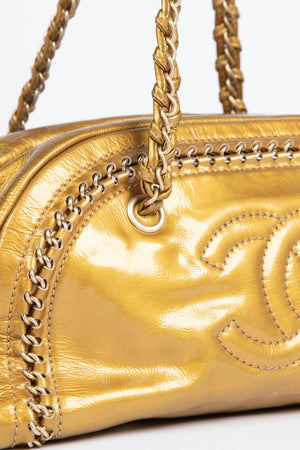 2000s Chanel Gold CC Boston Shoulder Bag