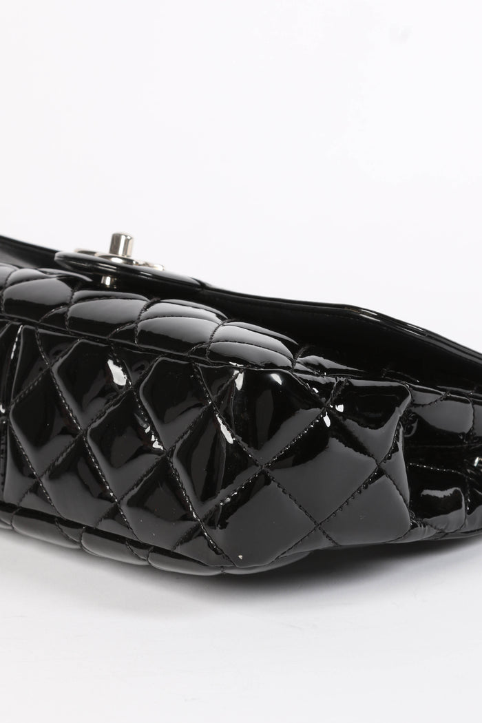 2010s Chanel Black Patent Leather Coco Shine Medium  Flap Shoulder Bag