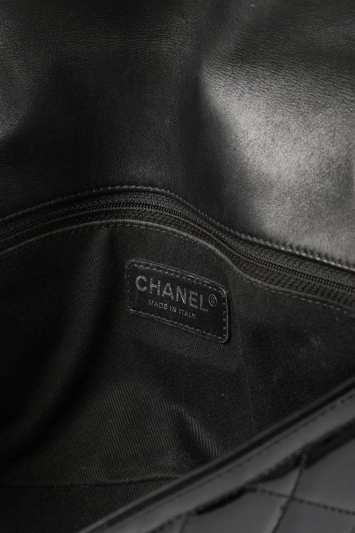 2010s Chanel Black Patent Leather Coco Shine Medium  Flap Shoulder Bag