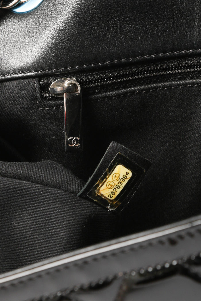 2010s Chanel Black Patent Leather Coco Shine Medium  Flap Shoulder Bag