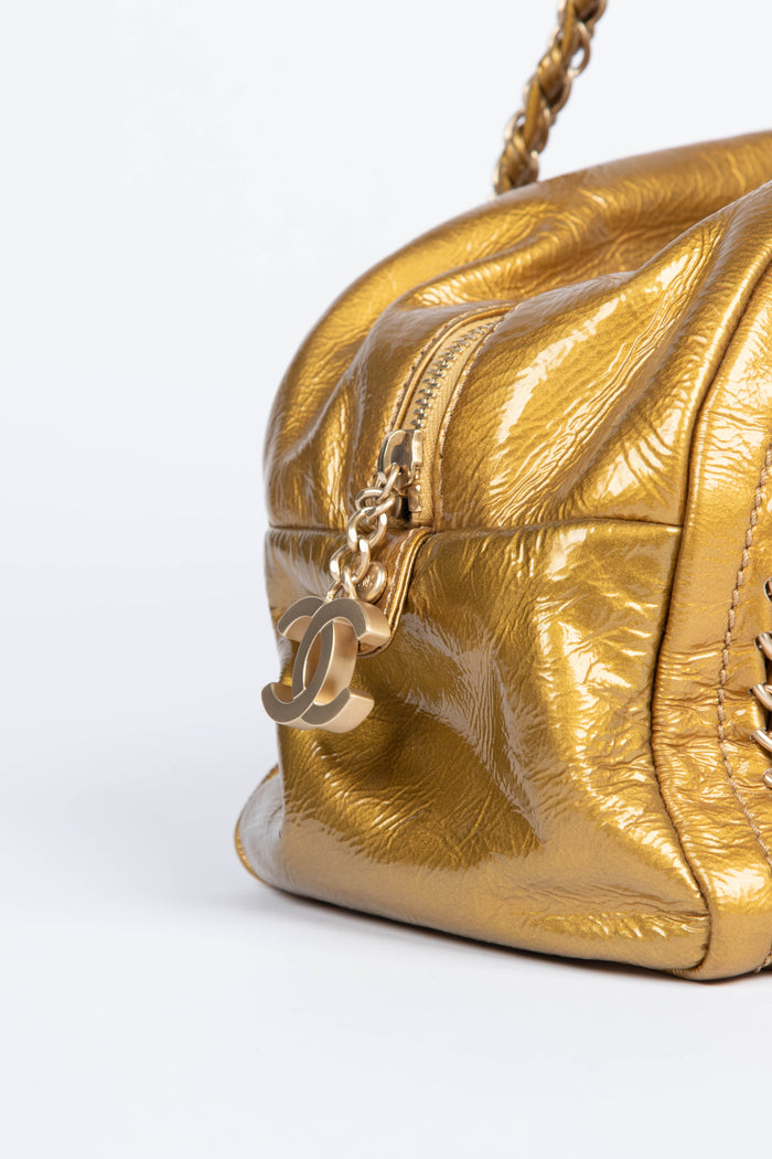 2000s Chanel Gold CC Boston Shoulder Bag