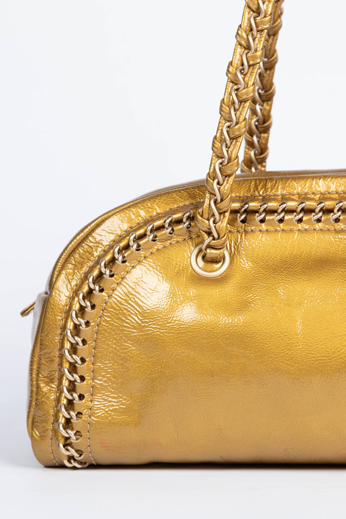 2000s Chanel Gold CC Boston Shoulder Bag