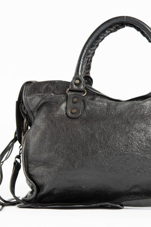 Y2K Balenciaga Black Leather City Bag