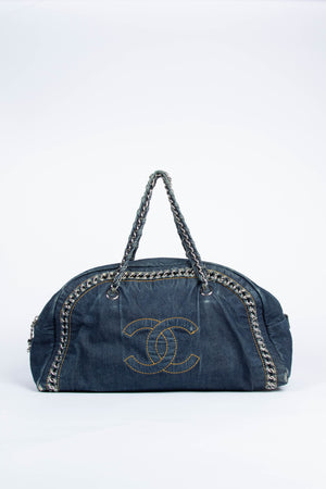 2000s Chanel Denim CC Boston Shoulder Bag