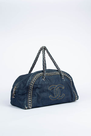 2000s Chanel Denim CC Boston Shoulder Bag