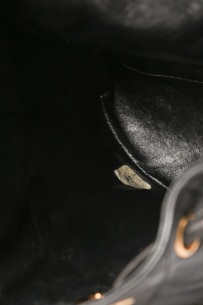 90s Chanel Espresso Black Lambskin Leather Duma Backpack