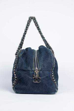 2000s Chanel Denim CC Boston Shoulder Bag