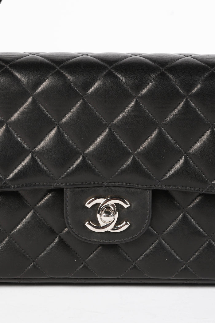 90s Chanel Black Lambskin Top Handle Bag