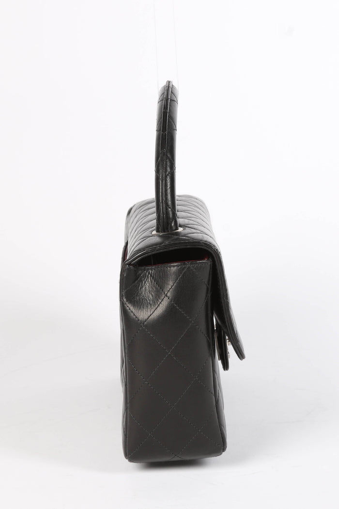 90s Chanel Black Lambskin Top Handle Bag