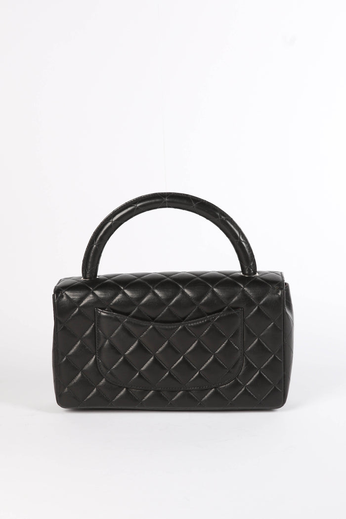 90s Chanel Black Lambskin Top Handle Bag