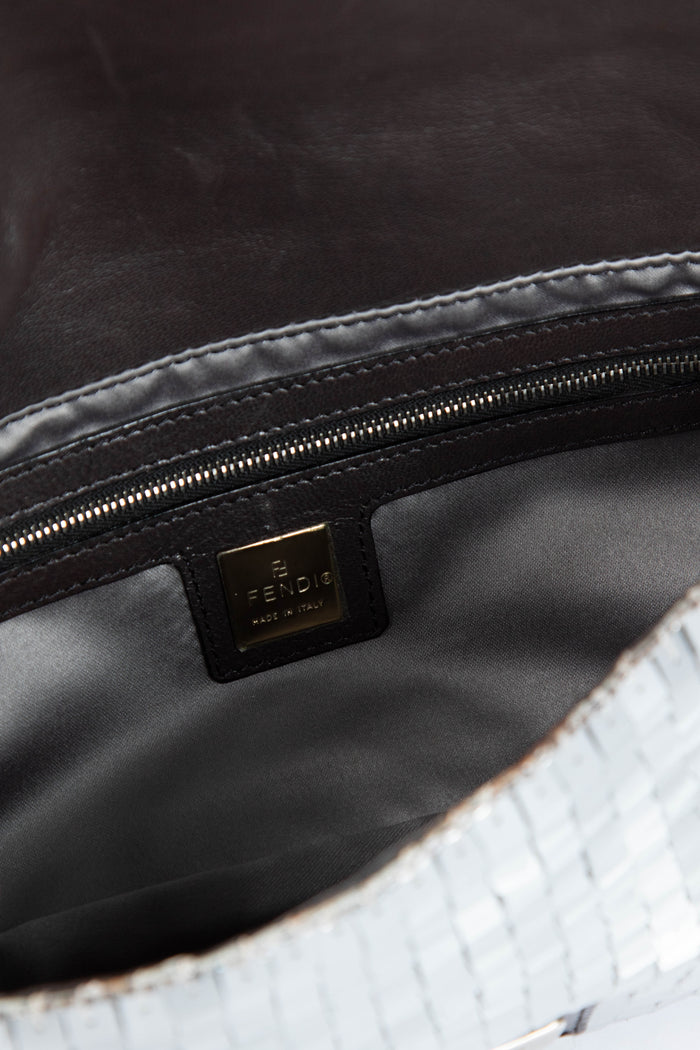 Vintage Fendi Silver Sequin Baguette Shoulder Bag