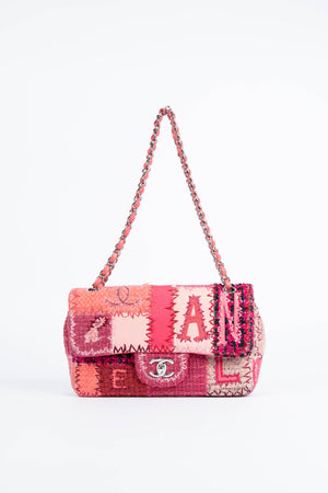 RARE 2010s Chanel Pink Patchwork Single Flap Shoulder Bag