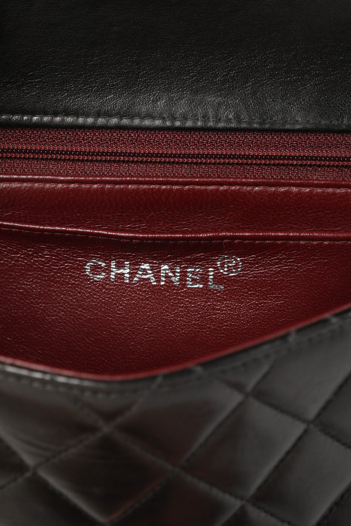 90s Chanel Black Lambskin Top Handle Bag