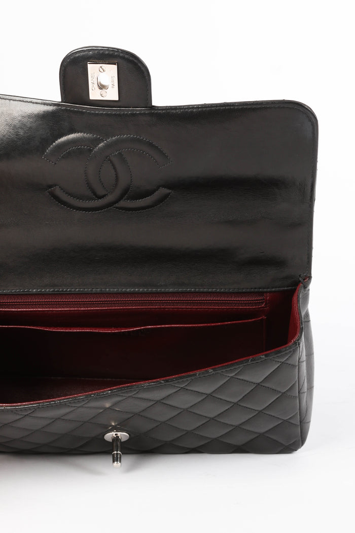 90s Chanel Black Lambskin Top Handle Bag