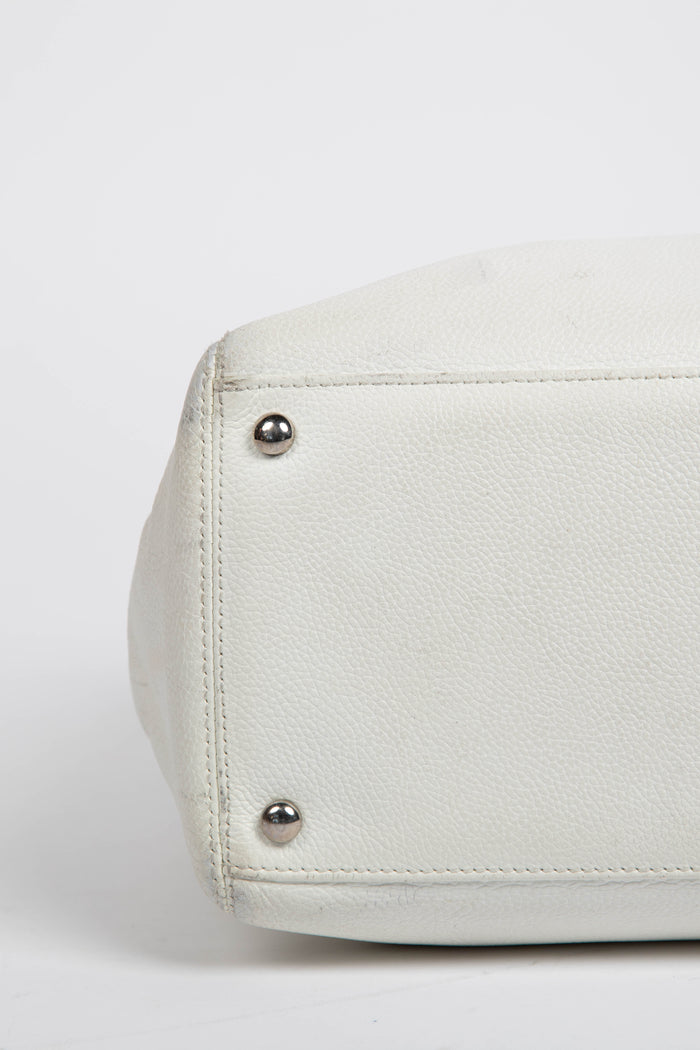 2000s Chanel White Leather Cerf Executive Shopper Tote Bag
