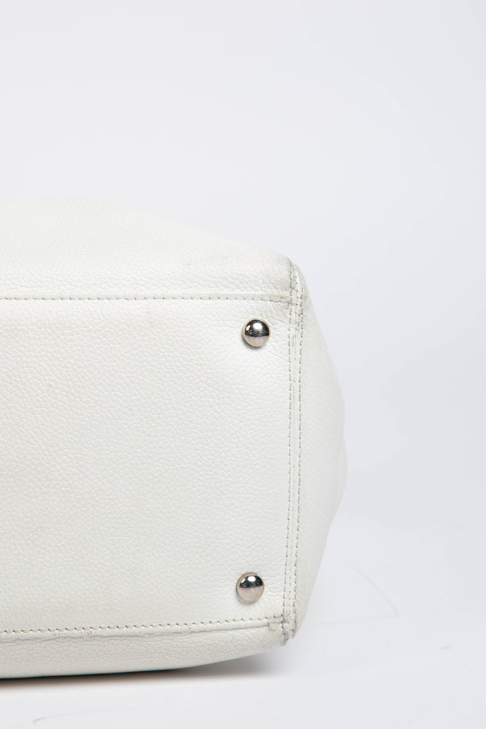 2000s Chanel White Leather Cerf Executive Shopper Tote Bag