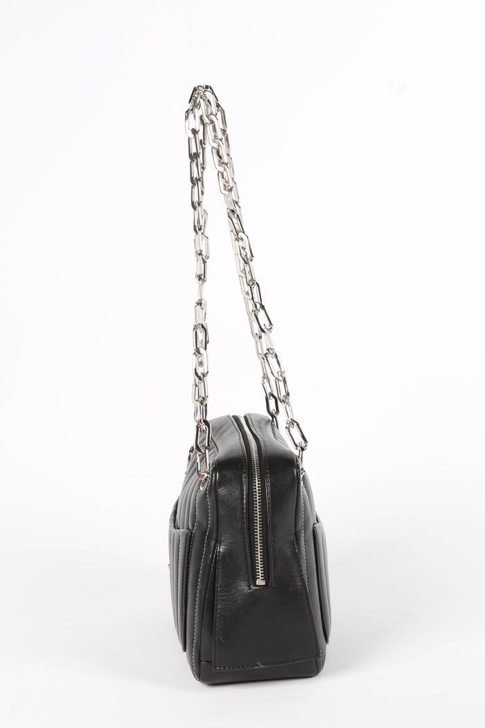 2000s Chanel Black Vertical Quilted Lambskin Small Shoulder Bag