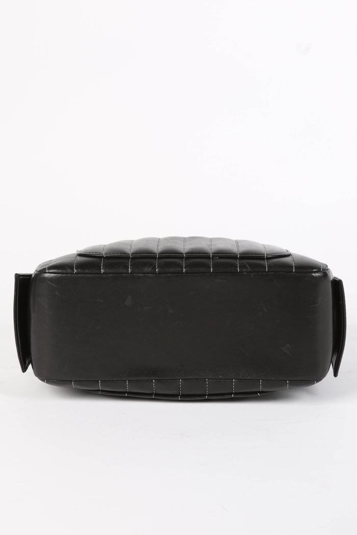 2000s Chanel Black Vertical Quilted Lambskin Small Shoulder Bag