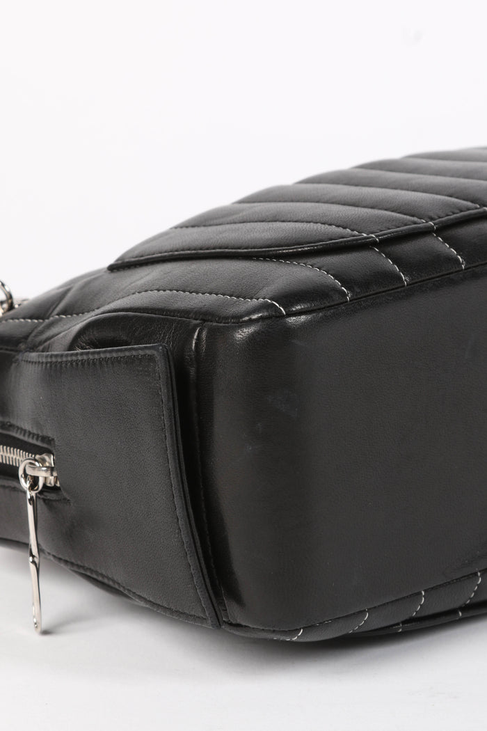 2000s Chanel Black Vertical Quilted Lambskin Small Shoulder Bag