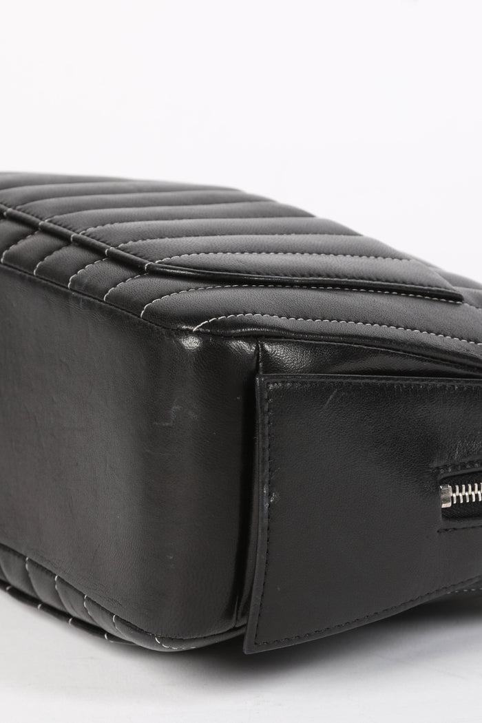 2000s Chanel Black Vertical Quilted Lambskin Small Shoulder Bag