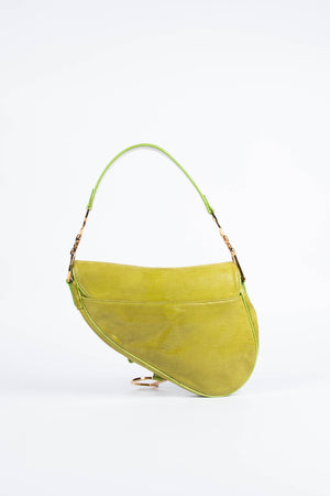 Vintage Christian Dior Green Mock Lizard Saddle Bag