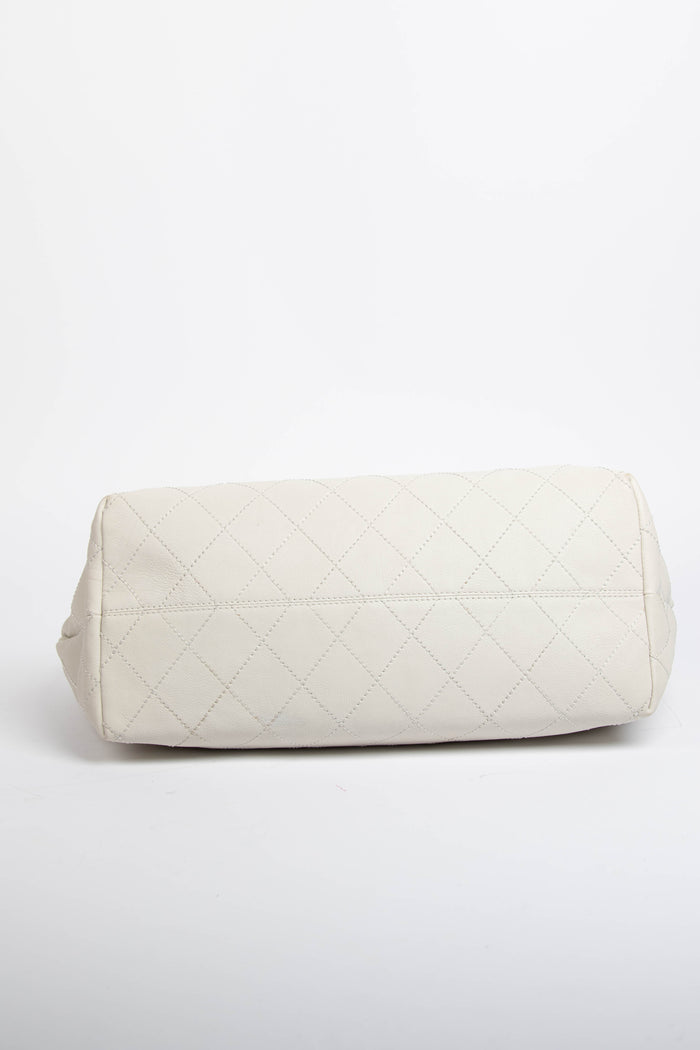 2000s Chanel White Calfskin Leather Coco Cabas Tote Bag